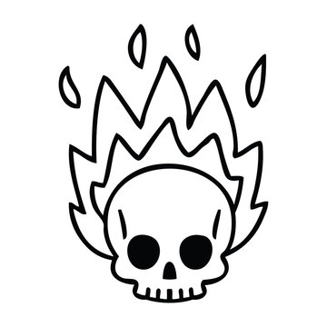 recommend clip art: quirky line drawing cartoon skull