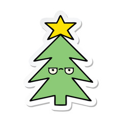 sticker of a cute cartoon christmas tree