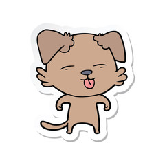 Obraz na płótnie Canvas sticker of a cartoon dog sticking out tongue