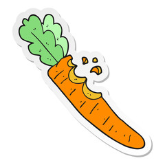 sticker of a cartoon bitten carrot
