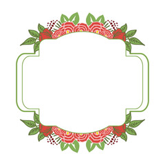 Vector illustration pink flower frame decor with greeting card hand drawn