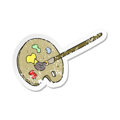 retro distressed sticker of a cartoon artist palette