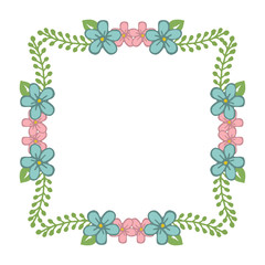 Vector illustration colorful floral frame wit background hand drawn