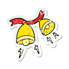 retro distressed sticker of a cartoon jingle bells