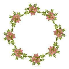 Naklejka na ściany i meble Vector illustration leaf floral frame with white background hand drawn