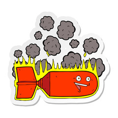sticker of a cartoon falling bomb