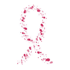 Watercolor breast cancer symbol. Vector illustration design