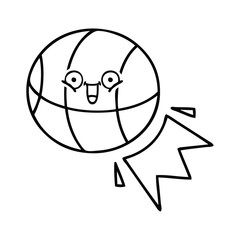 line drawing cartoon basketball