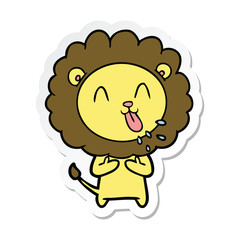 sticker of a happy cartoon lion