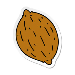 sticker cartoon of a single walnut