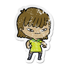 distressed sticker of a cartoon woman