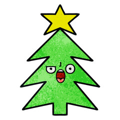 Fototapeta premium retro grunge texture cartoon christmas tree