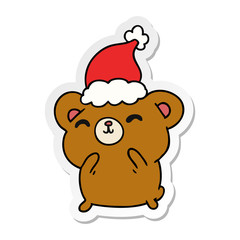 christmas sticker cartoon of kawaii bear