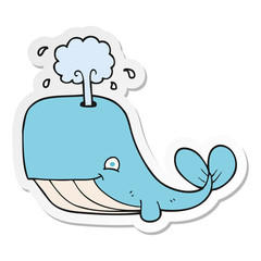 sticker of a cartoon whale spouting water