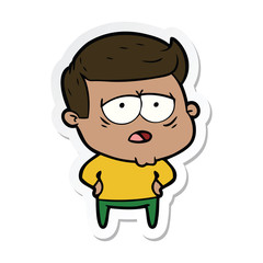 sticker of a cartoon tired man