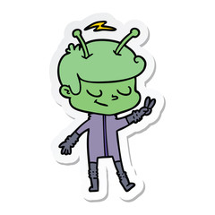 sticker of a friendly cartoon spaceman