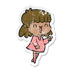 distressed sticker of a cartoon woman