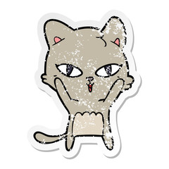 distressed sticker of a cartoon cat