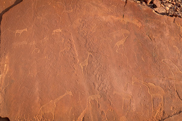 petroglyfs, Twyfelfontein site, Damaraland region