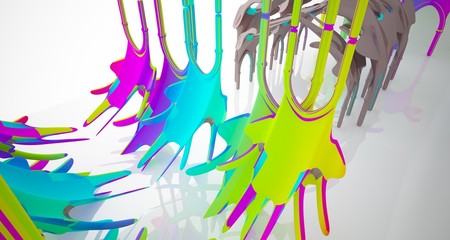 Abstract white and colored gradient  gothic interior. 3D illustration and rendering.