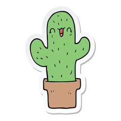 sticker of a cartoon cactus