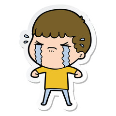 sticker of a cartoon man crying