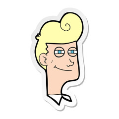 sticker of a cartoon smiling man