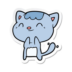 Naklejka premium sticker of a cartoon happy cat