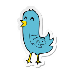 sticker of a cartoon happy bird