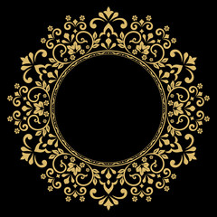 Decorative frame Elegant vector element for design in Eastern style, place for text. Floral golden border. Lace illustration for invitations and greeting cards.