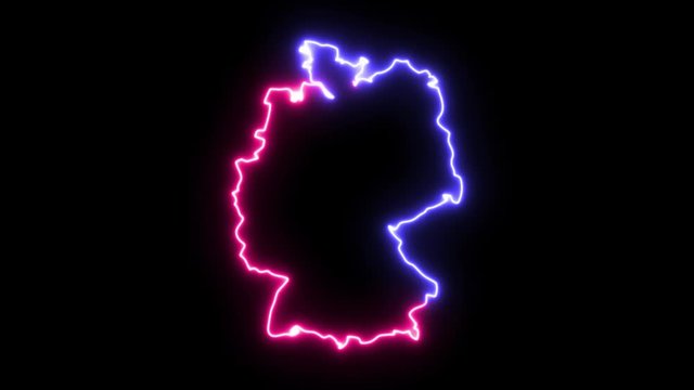 Two-colors neon glowing Germany map silhouette