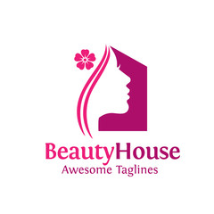 creative simple beauty house logo design