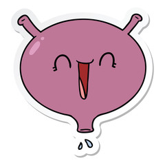 sticker of a cartoon laughing bladder
