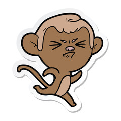 Obraz na płótnie Canvas sticker of a cartoon annoyed monkey