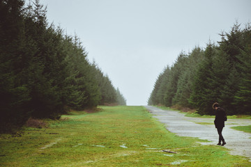 Man walking in forest