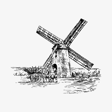 Windmill vintage drawing