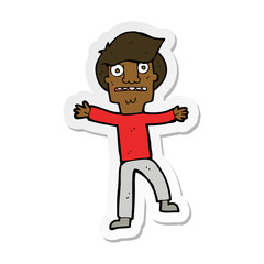 Fototapeta premium sticker of a cartoon boy panicking