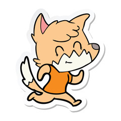 sticker of a cartoon happy fox