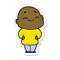 sticker of a cartoon happy bald man