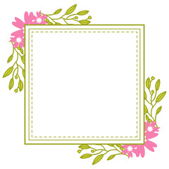 Vector illustration beauty pink flower frames blooms with backdrop hand drawn