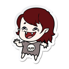 sticker of a cartoon laughing vampire girl