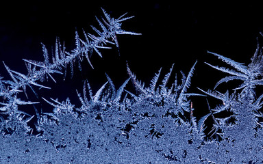 Macro images of frost pattern on window	