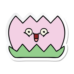 sticker of a cute cartoon water lilly