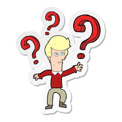 sticker of a cartoon confused man