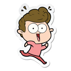sticker of a cartoon excited man