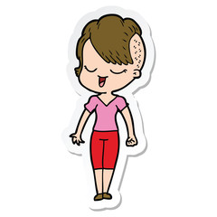 sticker of a happy cartoon girl