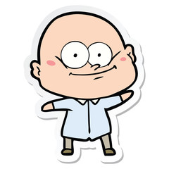 sticker of a cartoon bald man staring