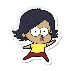 sticker of a cartoon girl pouting