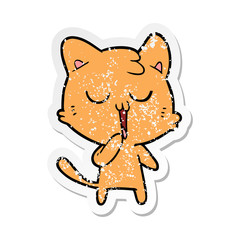 Obraz na płótnie Canvas distressed sticker of a cartoon cat yawning
