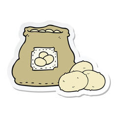 sticker of a cartoon bag of potatoes